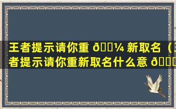 王者提示请你重 🐼 新取名（王者提示请你重新取名什么意 🐋 思）